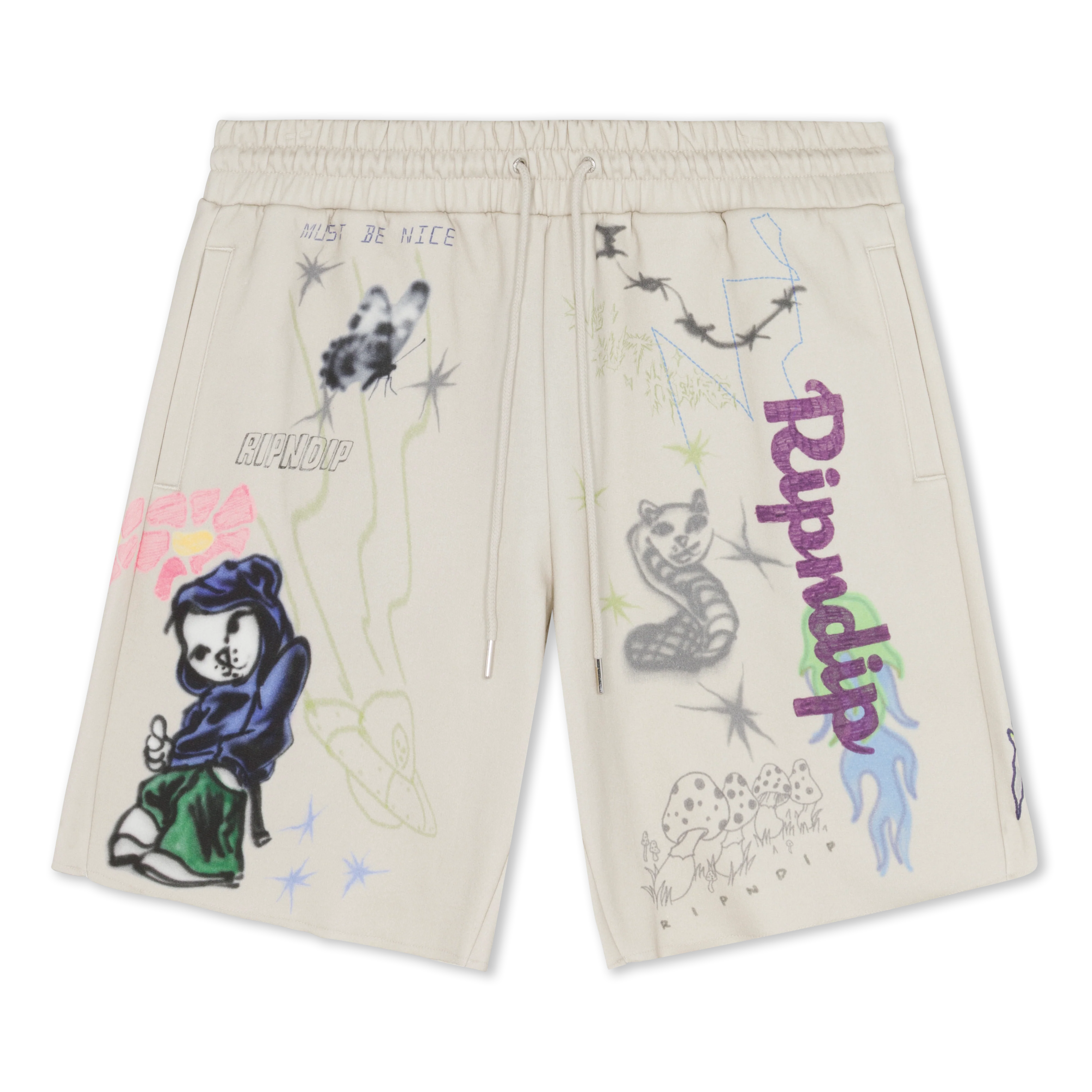 Image of Goosebumps Raw Edge Sweat Shorts (Bone)