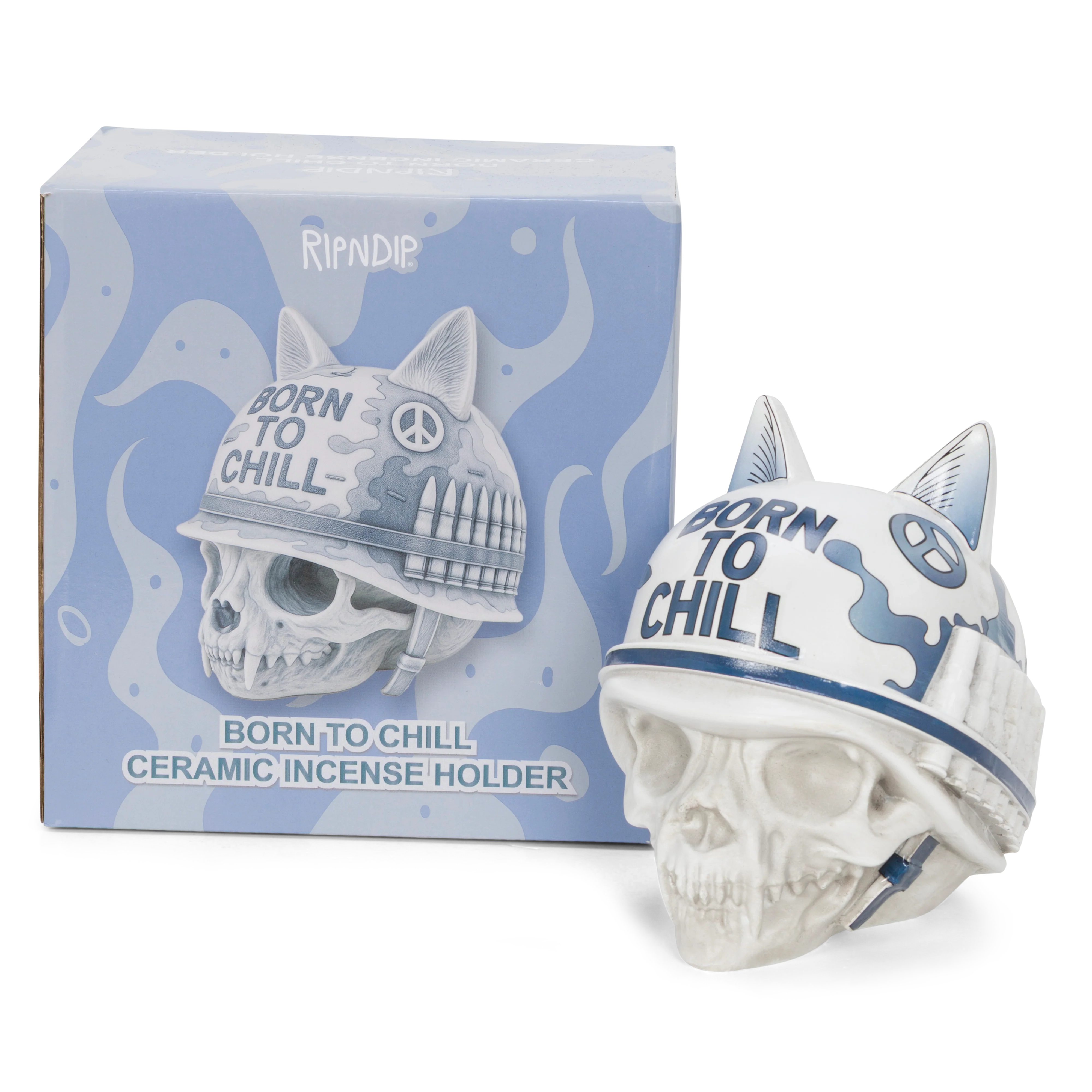Image of Born To Chill Ceramic Incense Holder (Indigo)