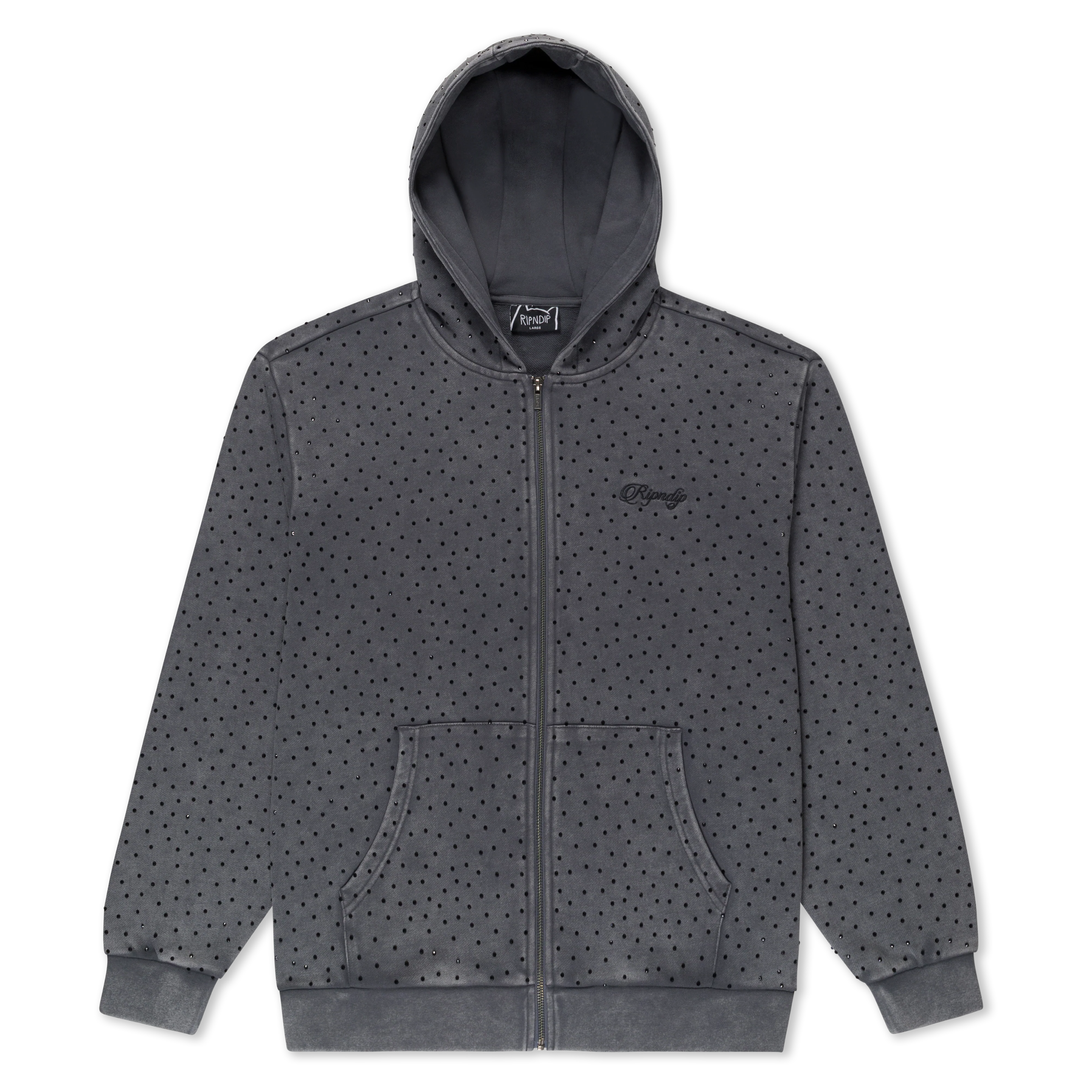 Image of RIPNGEMS Zip Up Hoodie (Charcoal Wash)
