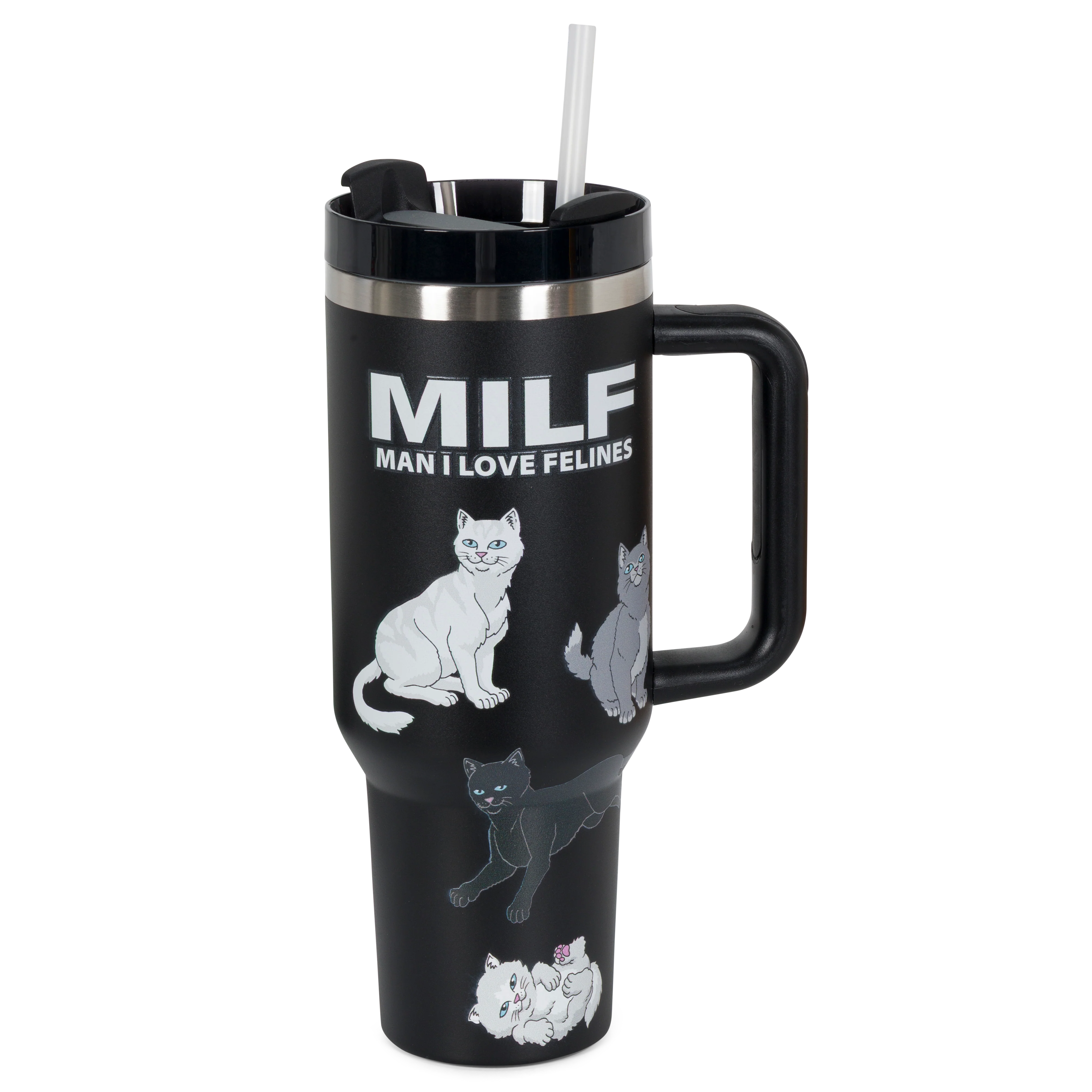 Image of Man I Love Felines Big Ol Cup Tumbler (Black)