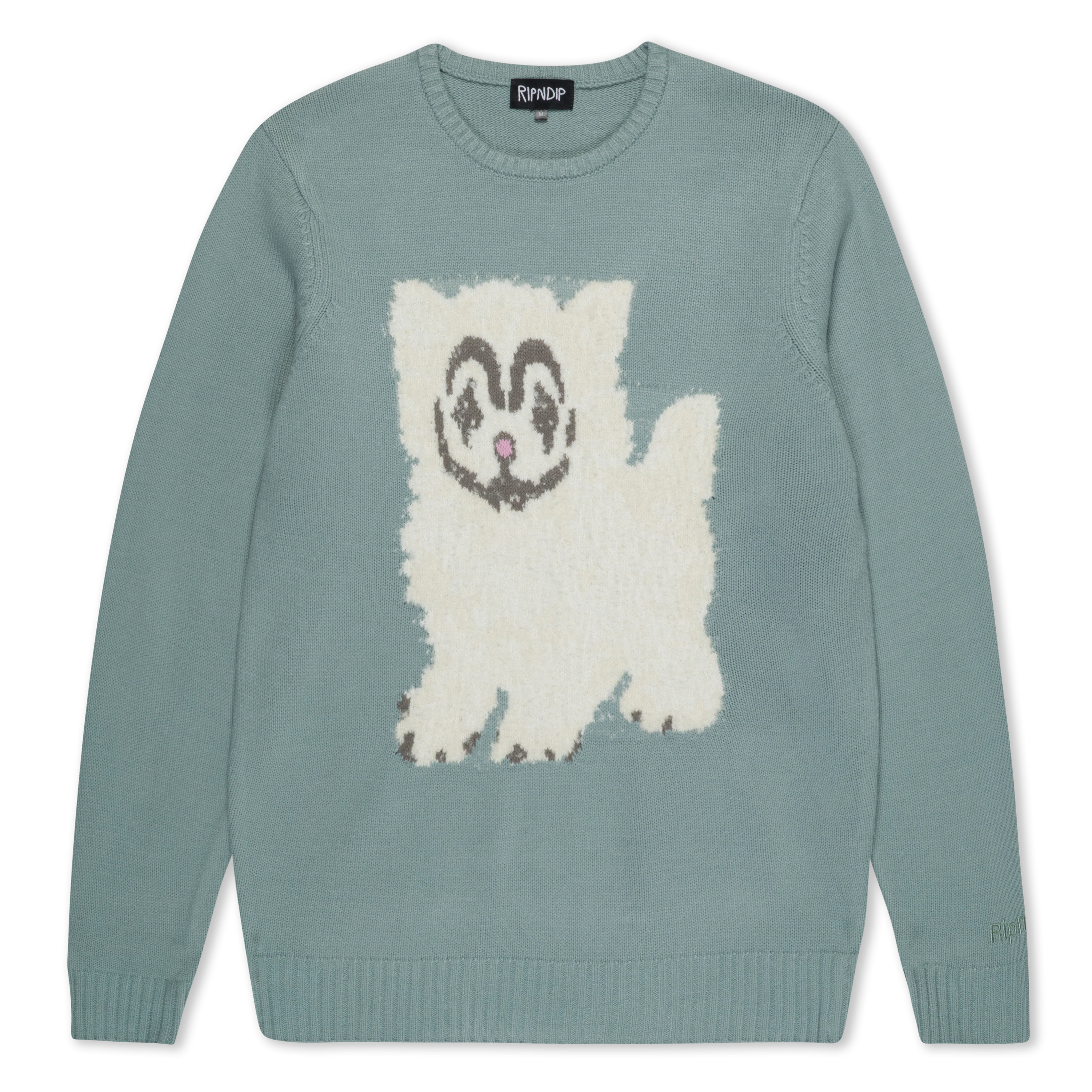 Image of Pet Me Im Cute Knit Sweater (Heather Sage Grey)