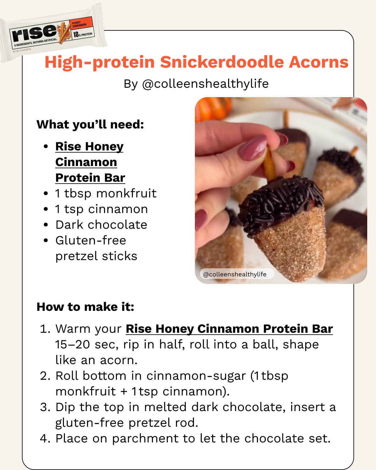 Rise Honey Cinnamon Protein Bar 