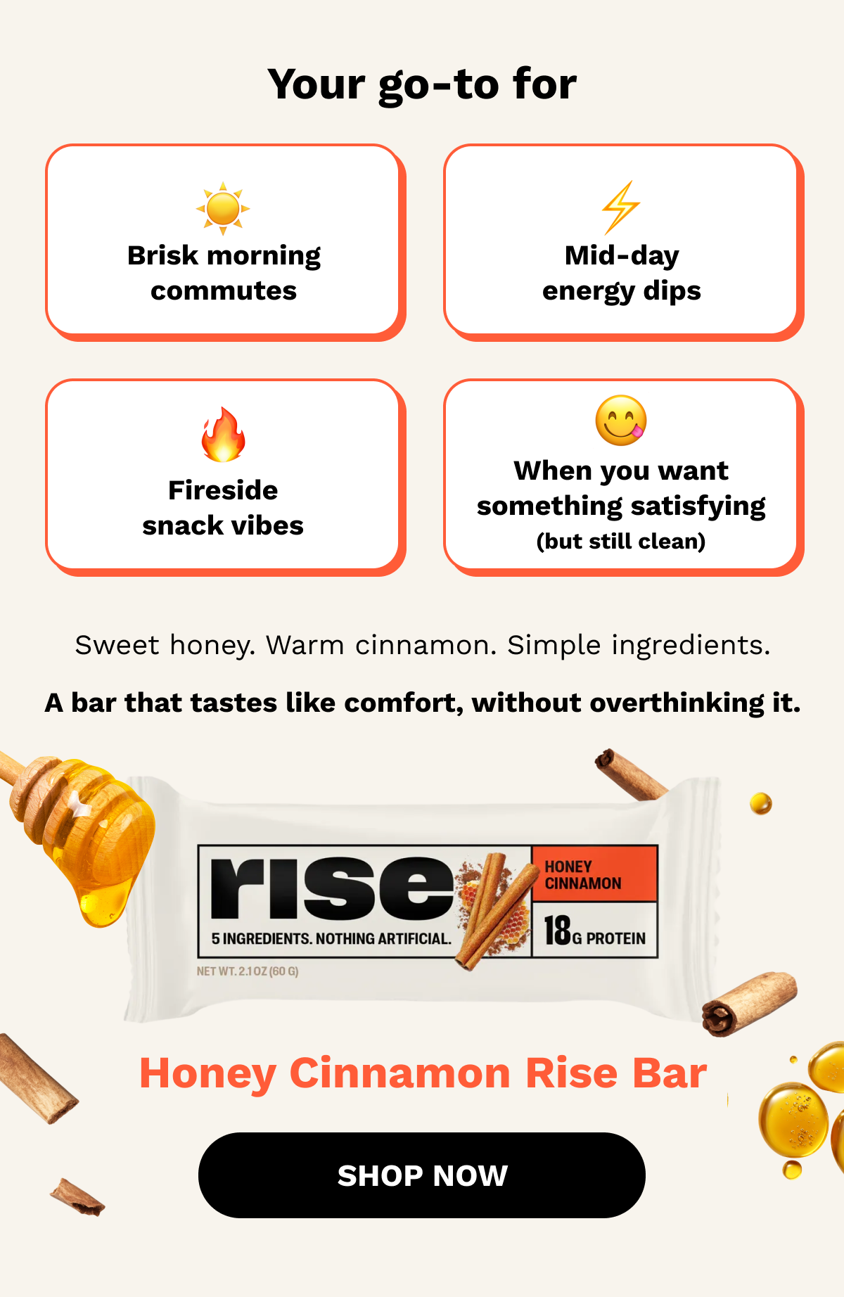 Honey Cinnamon Rise Bar