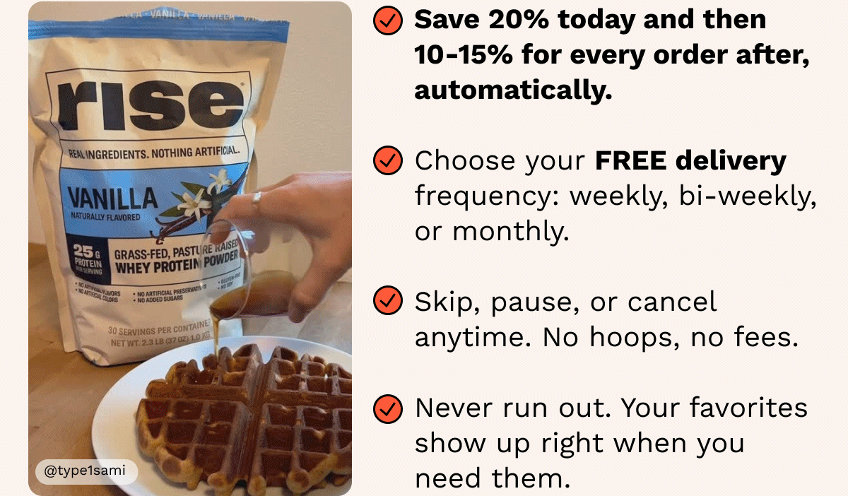 Save 20% today and then 10-15% for every order after, automatically.