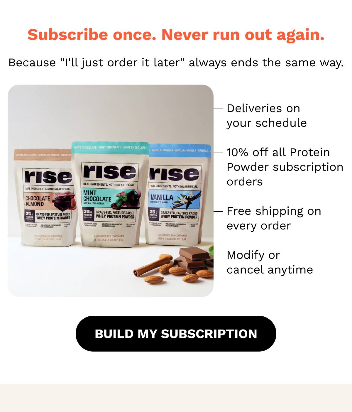 Subscribe once. Never run out again.