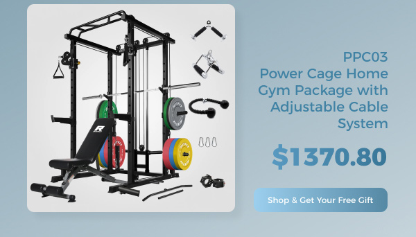 RitFit PPC03 Power Cage Home Gym Package with Adjustable Cable System