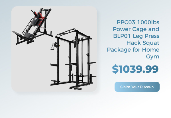  PPC03 1000lbs Power Cage and BLP01 Leg Press Hack Squat Package for Home Gym