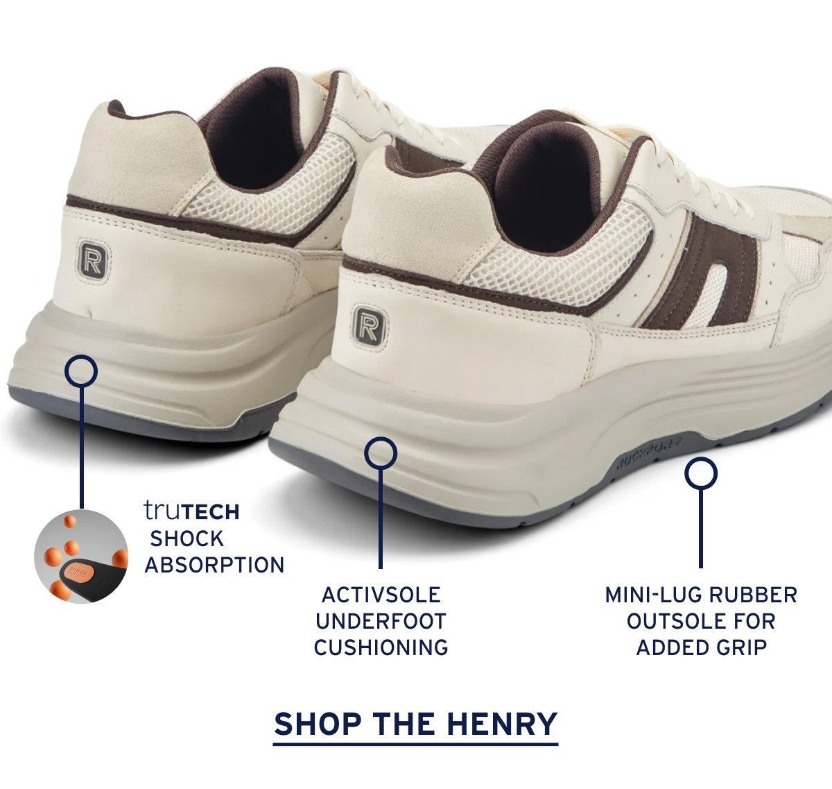 shock absorption activSOLE underfoot cushioning Mini-lug rubber outsole for added grip Shop the henry