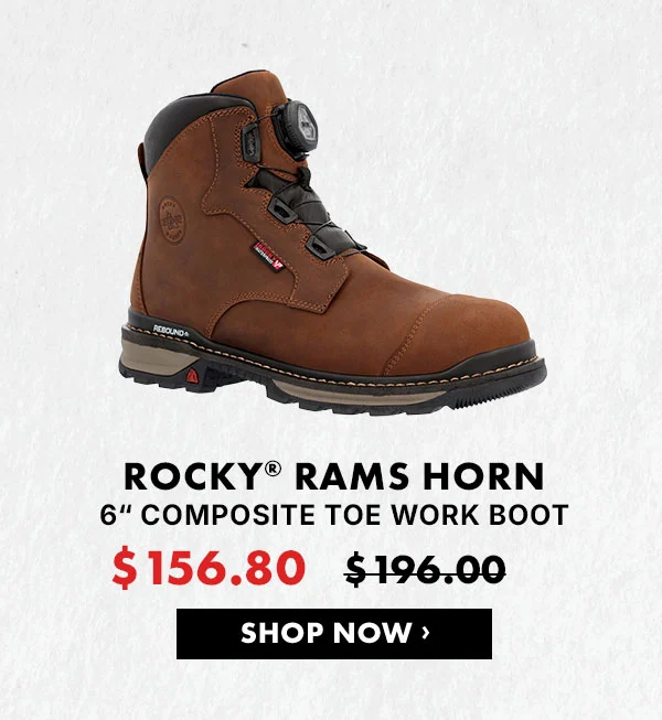 ROCKY RAMS HORN BOA COMPOSITE TOE WATERPROOF WORK BOOT | Only $156.80