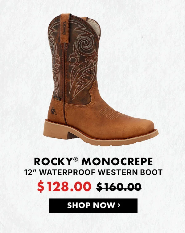 ROCKY MONOCREPE 12” WATERPROOF WESTERN BOOT | Now only $128