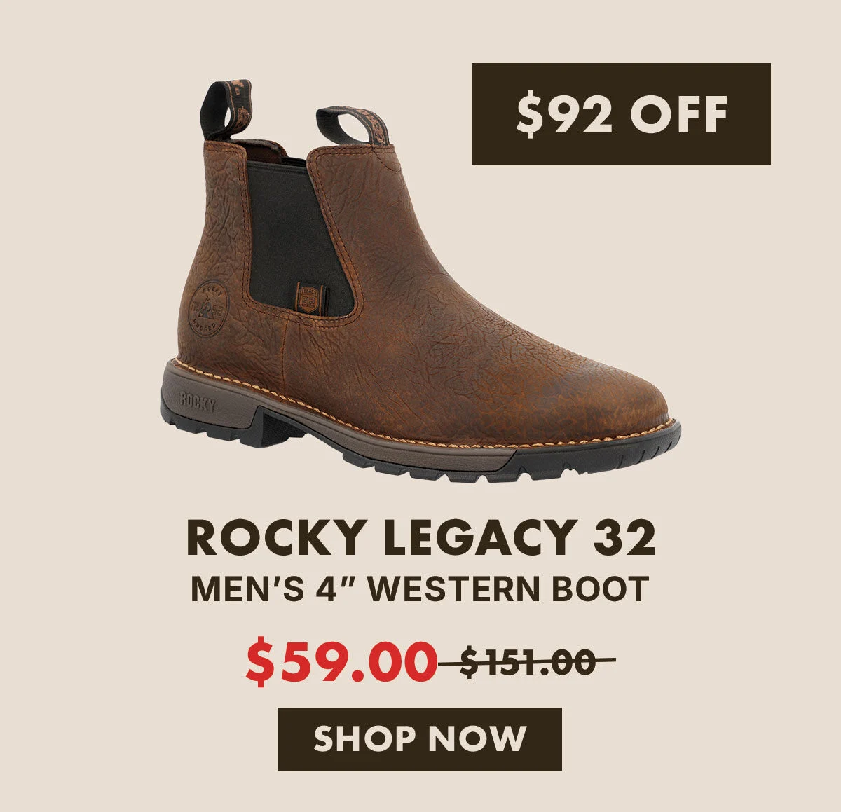 ROCKY LEGACY 32 TWIN GORE WESTERN BOOT | $92 off | Only $59 marked down from $151 | Shop now