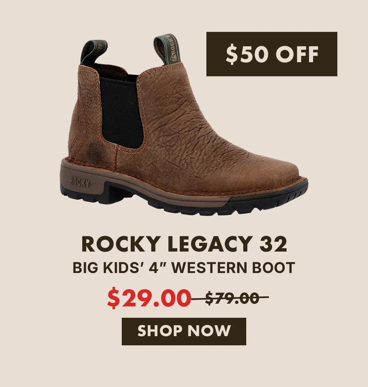 ROCKY BIG KIDS' LEGACY 32 WESTERN BOOT | $50 off | Only $29 marked down from $79 | Shop now