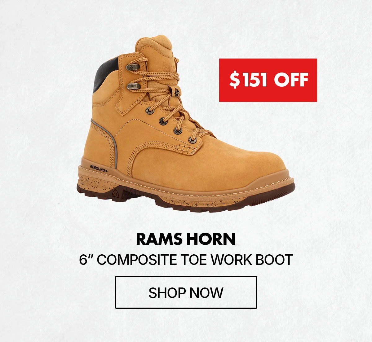 $151 off | Rams Horn 6" Composite toe work boot | shop now