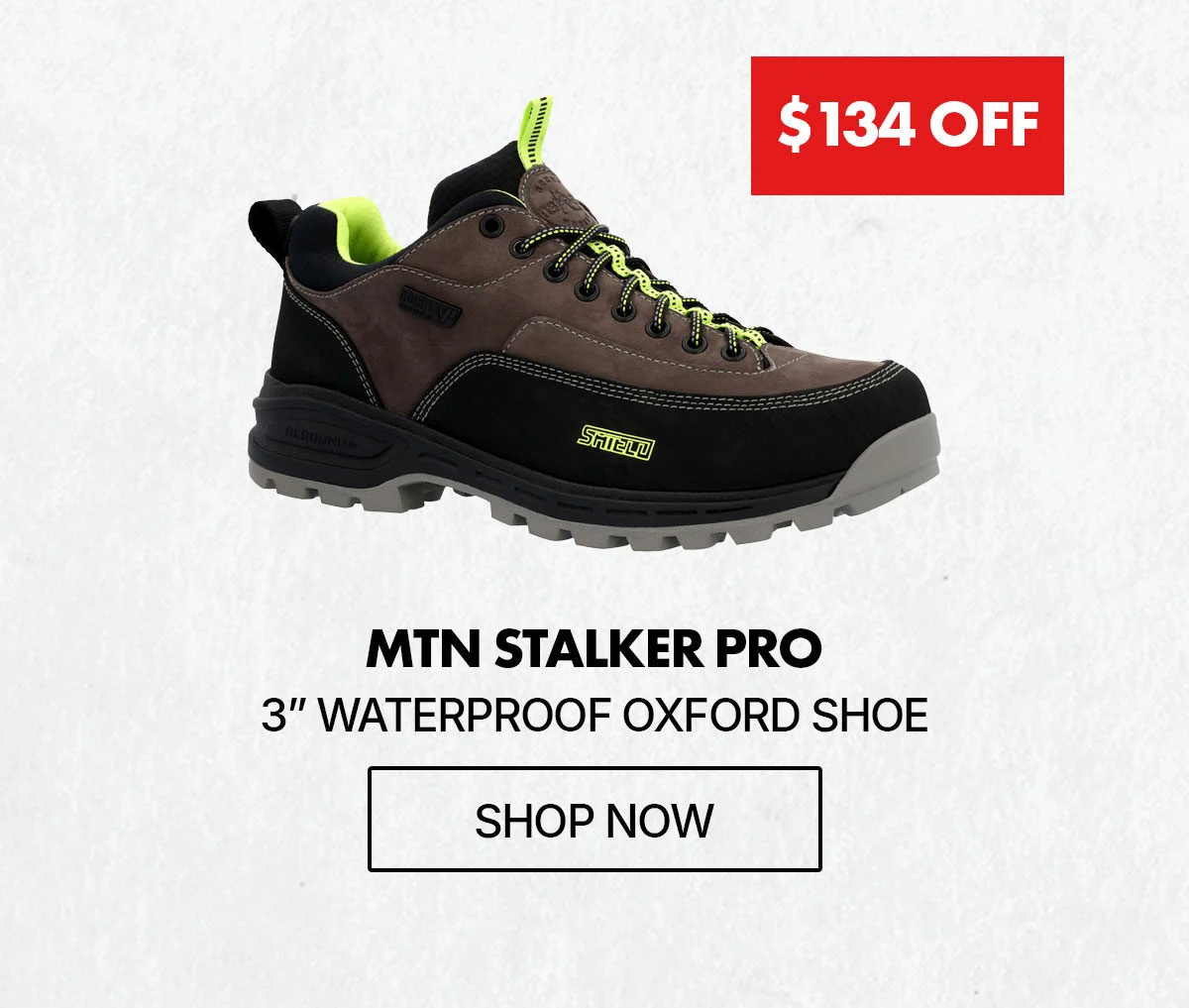 $134 off mtn stalker pro 3" waterproof oxford shoe
