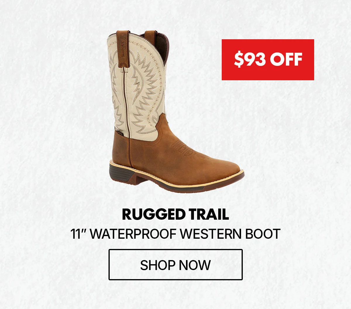 $93 off | rugged trail 11" waterproof western boot | shop now