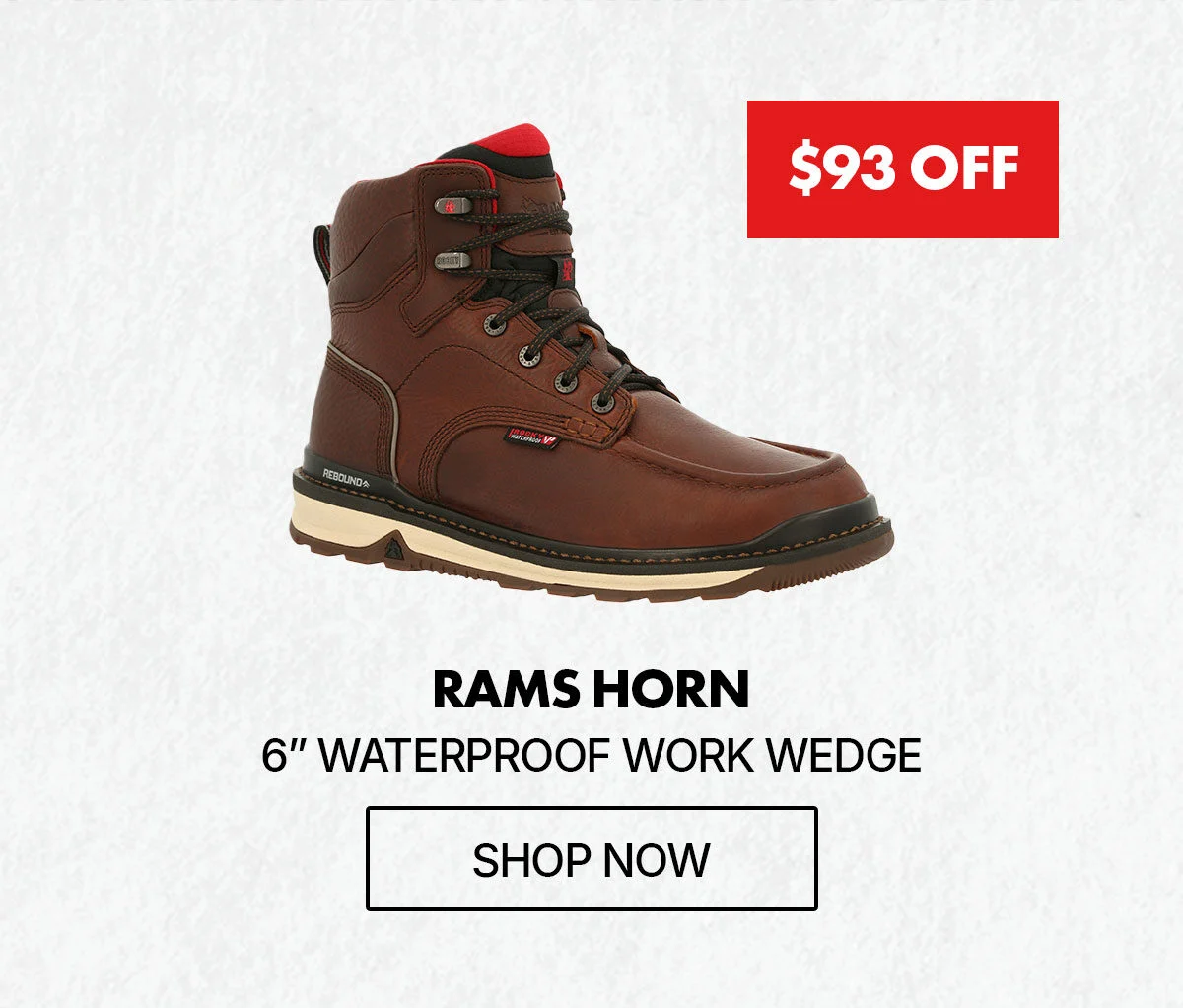 $93 off | rams horn 6" waterproof work wedge | shop now