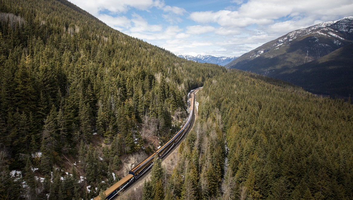Exterior of train along Stoney Creek.