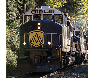 Rocky Mountaineer travelling on Journey through the Clouds.