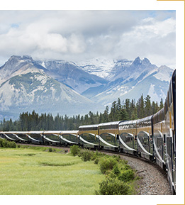 Rocky Mountaineer travelling along First Passage to the West.