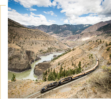 Rocky Mountaineer train travelling by Lillooet