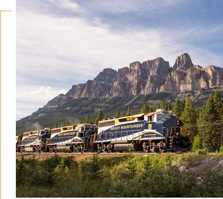 Train passing by Castle Mountain