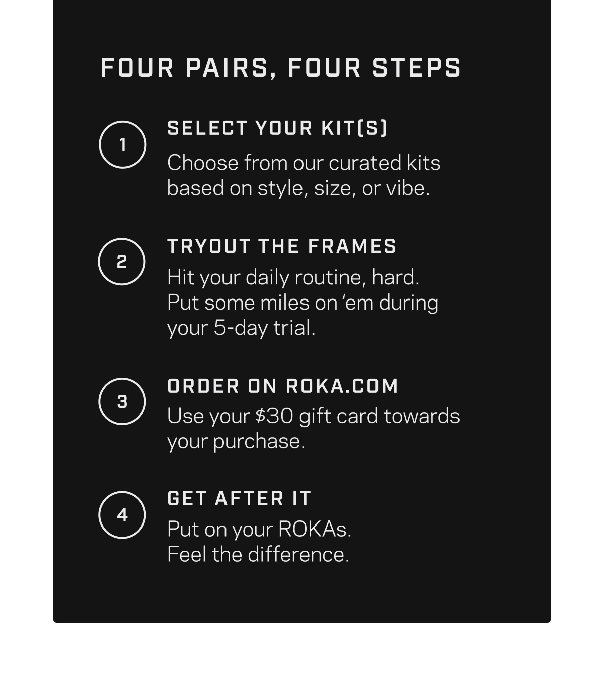 ROKA Home Tryout. Don't just try them on- try them out
