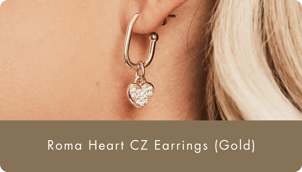 Roma Heart CZ Earrings (Gold)