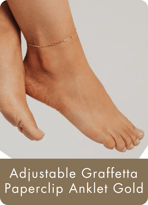 Adjustable Graffetta Paperclip Anklet Gold