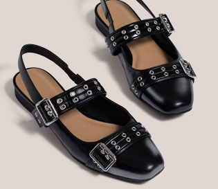 Black Buckle Flast with Rivet Details from Ross