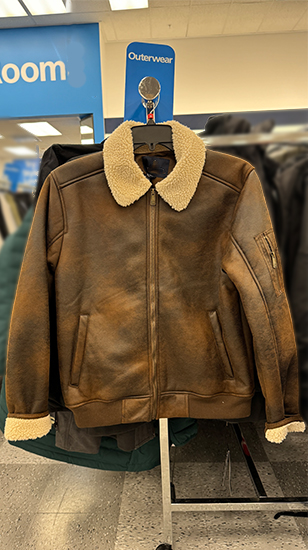 Men's shearling collar bomber jacket from a Ross Store.