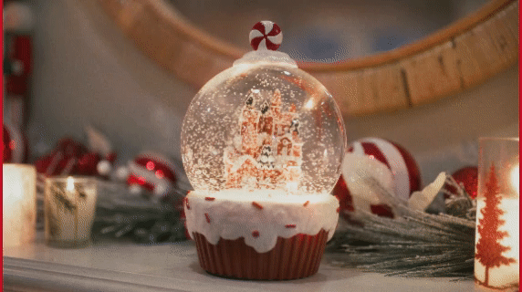 Video of a Snow falling inside a holiday snow globe from Ross. 