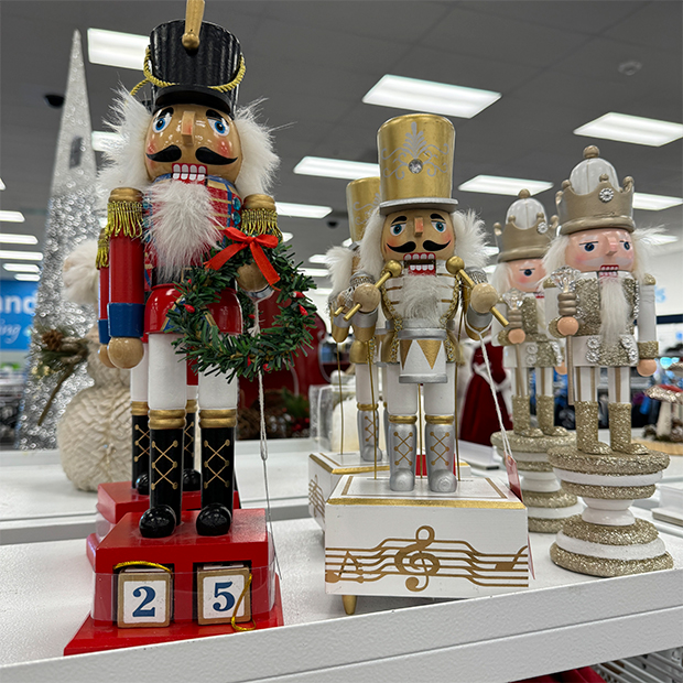Variety of festive nutcrackers at a Ross store