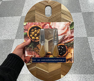 Artisan style wood charcuterie set from Ross.