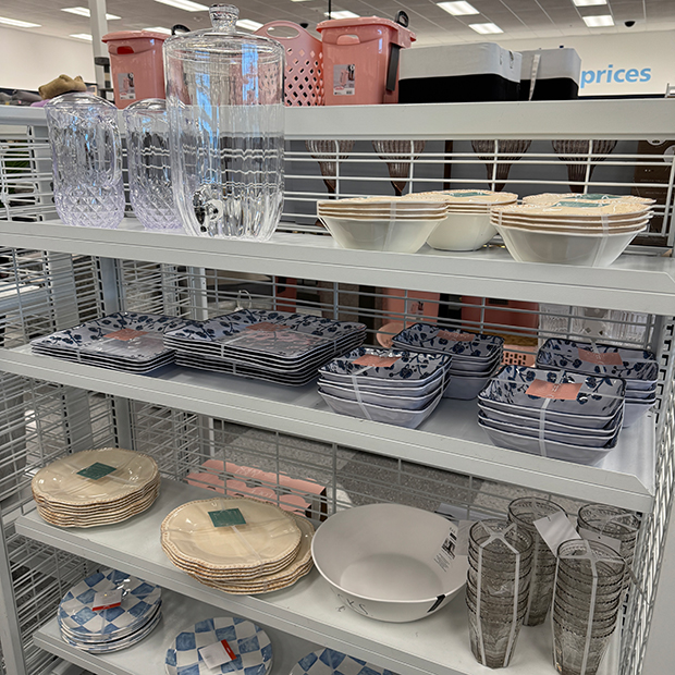 Serving dishes, plates, cups spring themed found in store at Ross.  