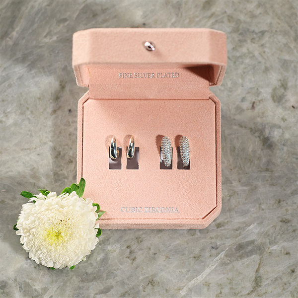 Two pairs of silver hoops  