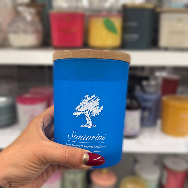 Santorini Blue Candle found in store at Ross. 