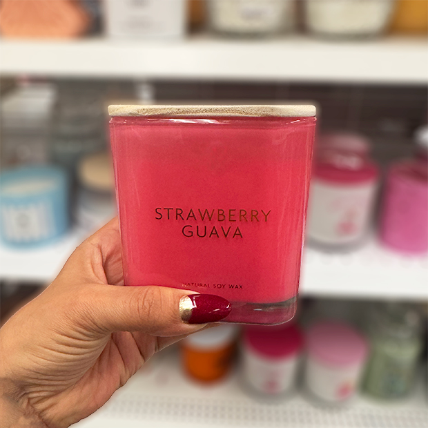 Strawberry Guava Pink Candle found in store at Ross. 