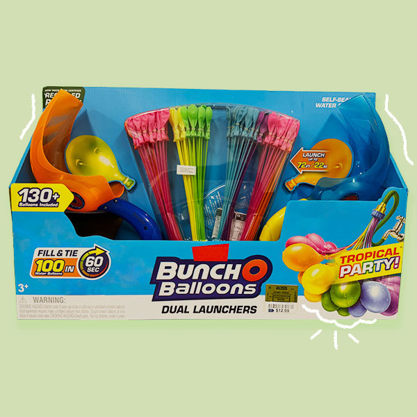 Colorful water balloon dual launcher. 
