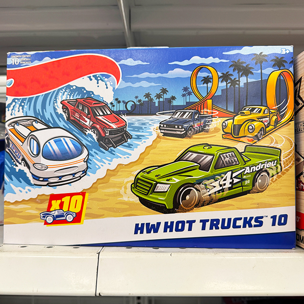 10 play trucks found in store at Ross. 