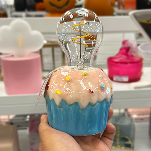 Light bulb cupcake desk decor found in store at Ross. 