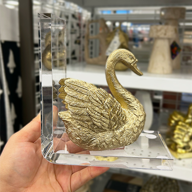 Gold swan bookend found in store at Ross. 