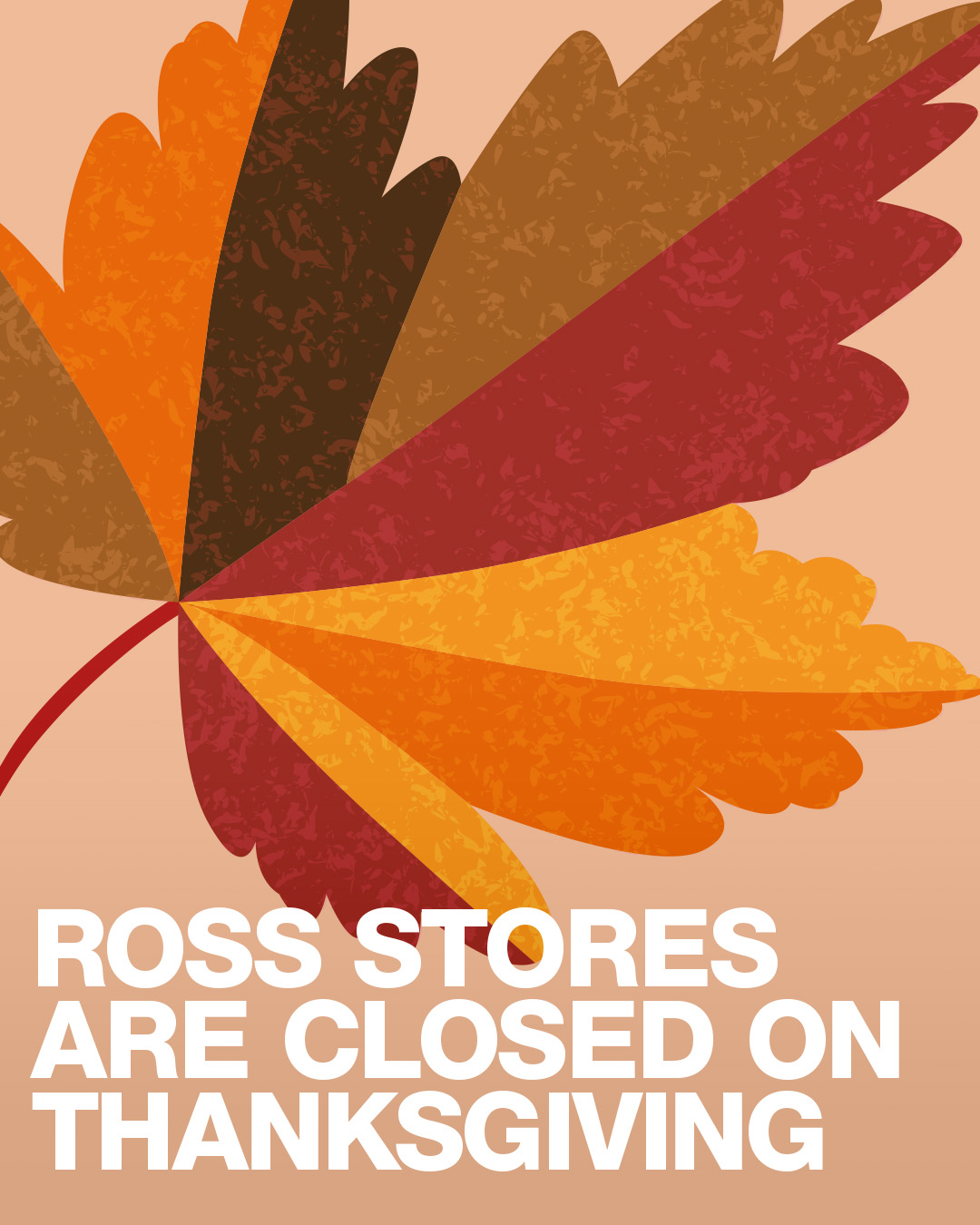 Ross Stores are closed on Thanksgiving.