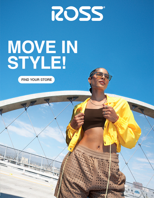 Person wearing an athletic outfit and lightweight jacket on a pedestrian bridge with “Move In Style” messaging. 
