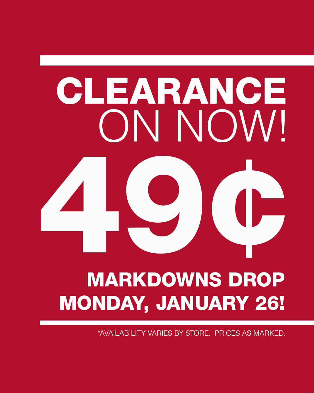 49 cent Clearance Event
