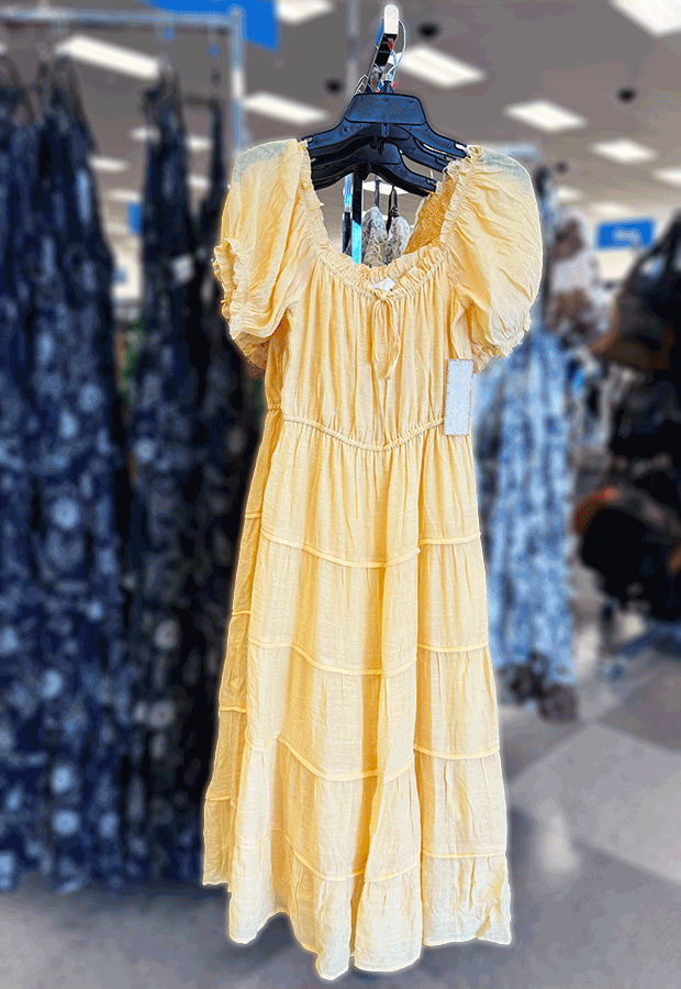 Spring dresses at the front of the store at Ross. 