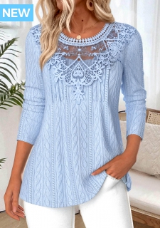 ROTITA Tummy Coverage Light Blue Round Neck T Shirt