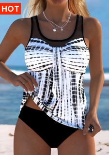 ROTITA Black Tie Dye Print Tankini Top