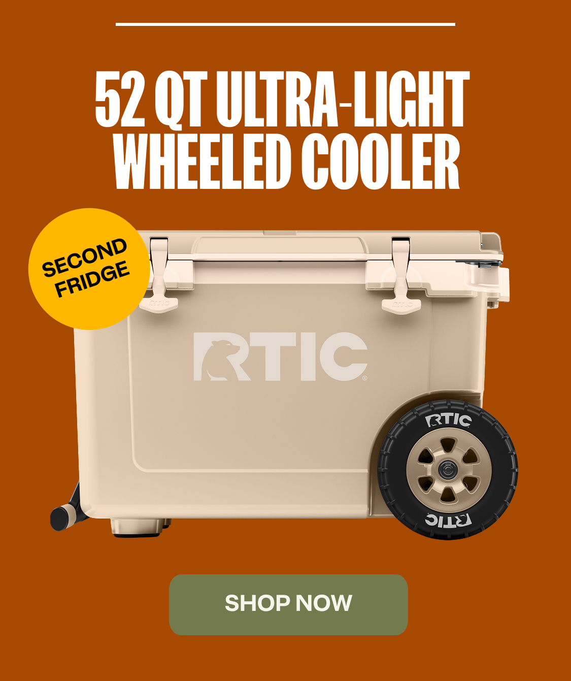 52 QT Ultra -Light Wheeled Cooler. Shop Now 