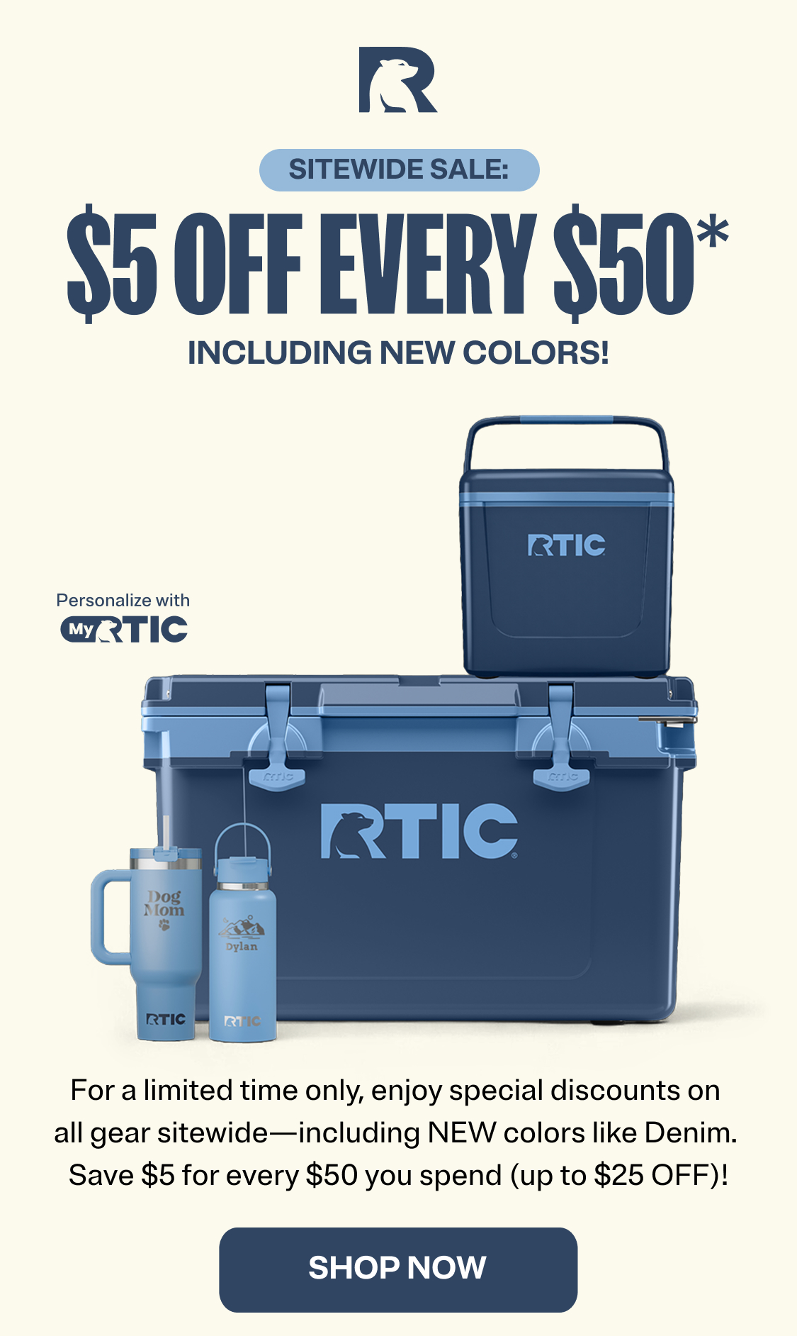 Sitewide Sale: $5 Off Every $50