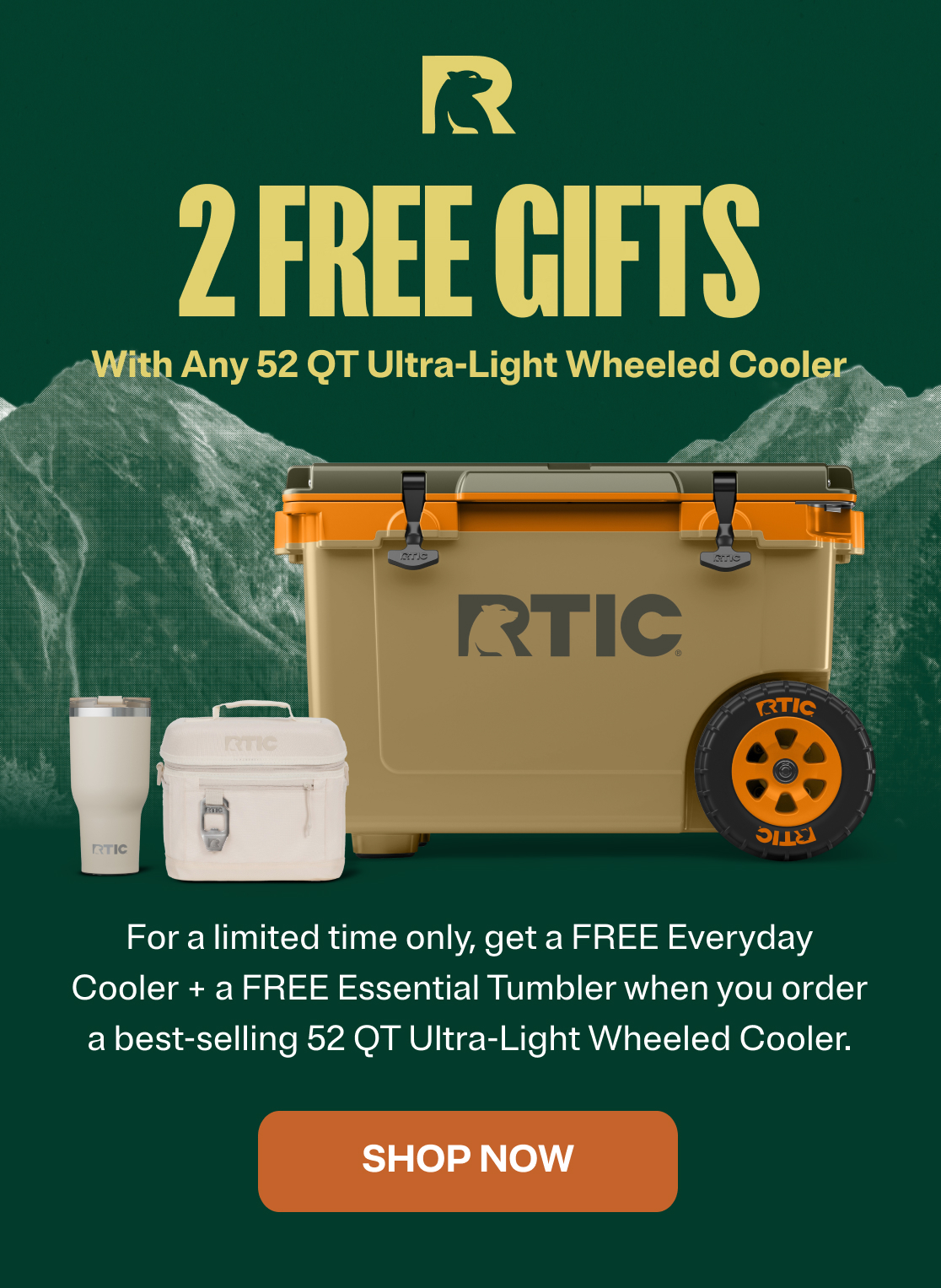 2 Free Gifts with any 52 QT UL Wheeled Cooler